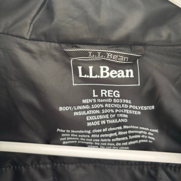 L.L. Bean Men's Black Puffer Jacket Warm Lightweight Packable Size L - Picture 2 of 7